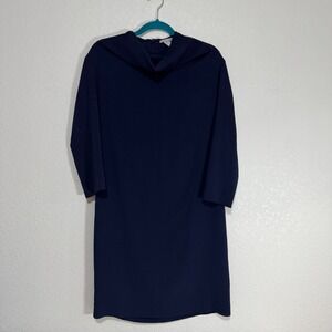 H&M Navy Blue Cowl Neck Midi Dress Size‎ 6 Polyester Blend